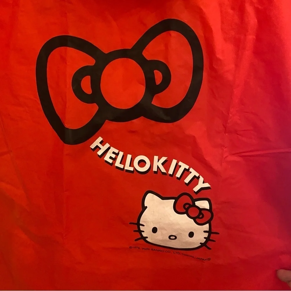 Vintage Hello Kitty Red Girls Kids 2005 Hooded Raincoat Size 120cm (8-10Yrs)